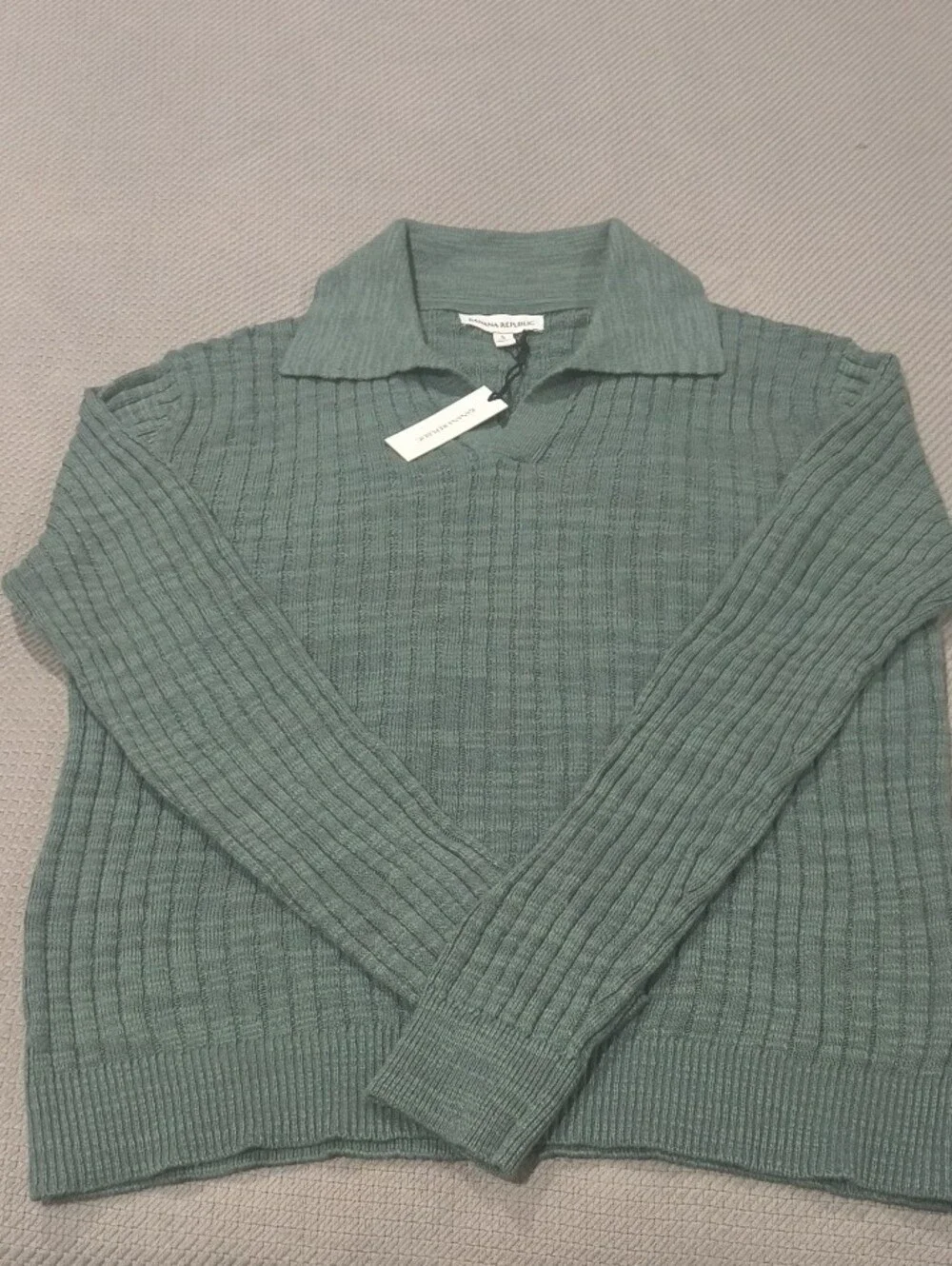 Banana Republic Linen-Cotton Slub Johnny Collar Sweater Polo